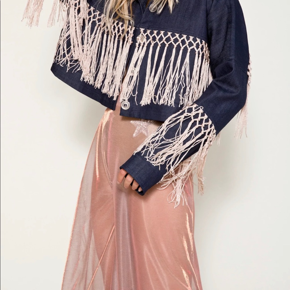 EastNWest Hologram Marigold Sheer Skirt